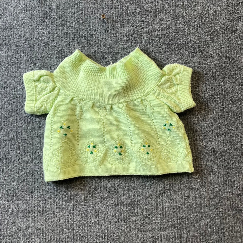 Kmart Sweater Baby Girl Size 12 Months Mint Green Knit Floral Embroidered Japan